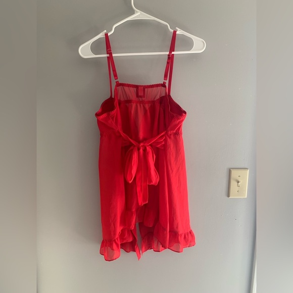 Womens Apt 9 Intimates Red & Black Lace Slit Ruffled Spaghetti Strap Lingerie XL - Picture 6 of 8